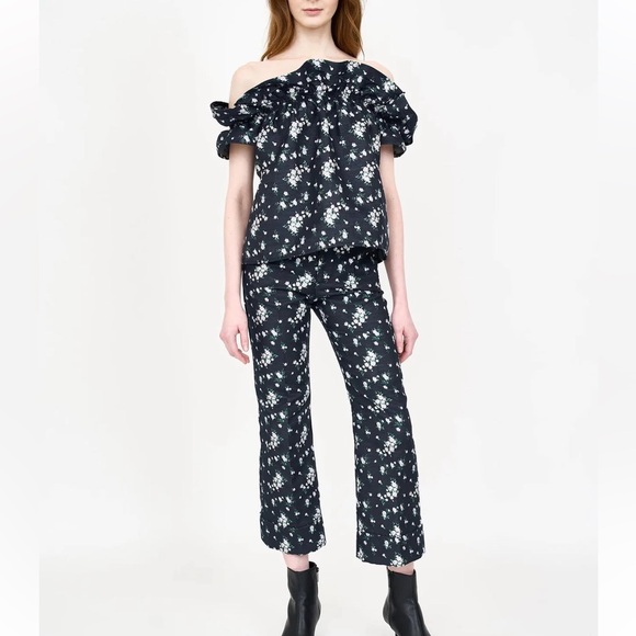 NWT Christy Lynn Jacquard Lorraine Floral Top Ruffle Blouse Size Medium - Picture 14 of 16